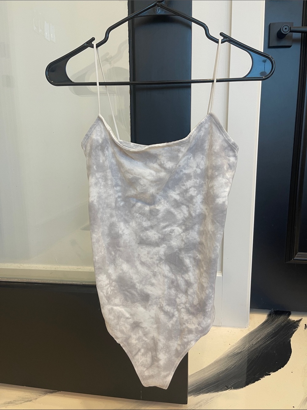 Abercrombie & Fitch Silver Gray Tie-Dye Cowl Neck Bodysuit